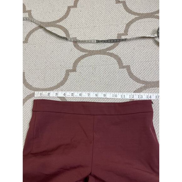 AKRIS slim stretch skinny viscose interior slit hem burgundy pants, size 4 - Picture 7 of 13